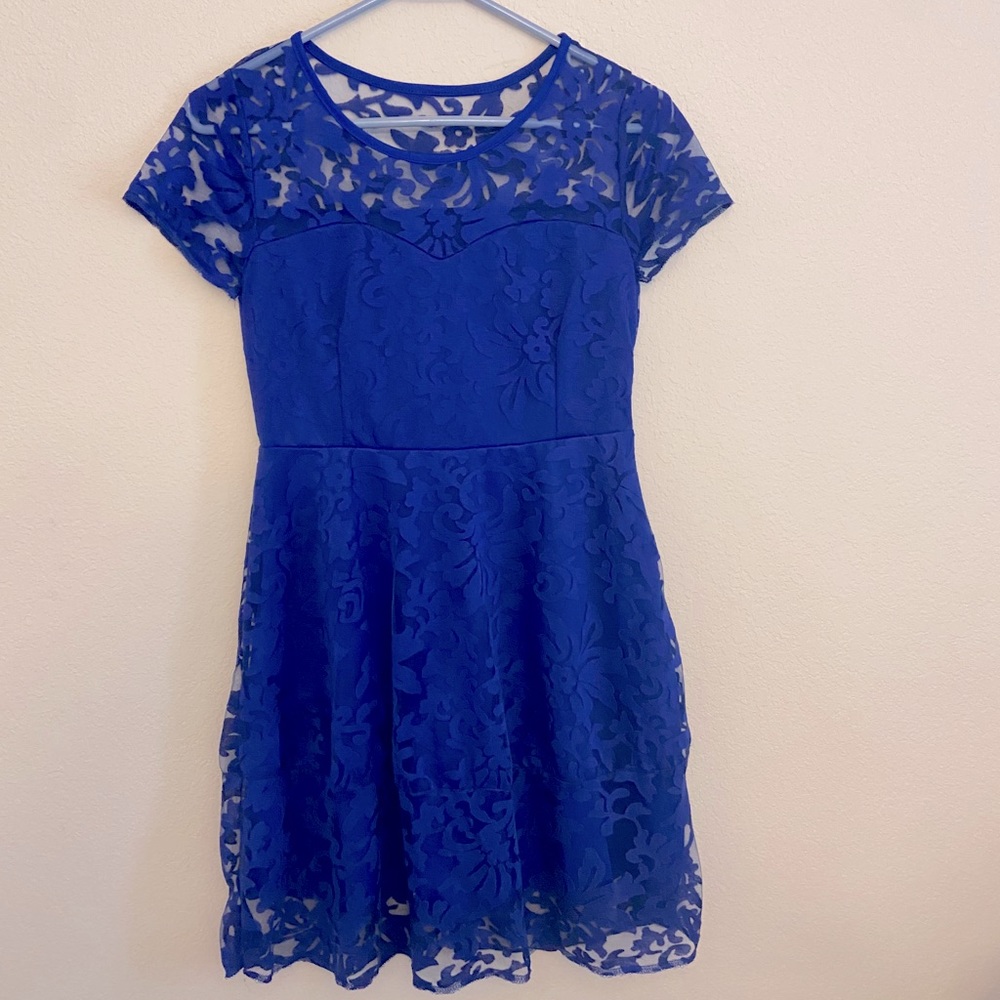 Floral Blue Homecoming Dress